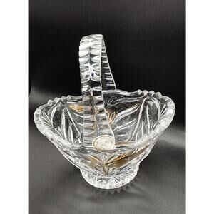 Vintage Crystal Glass Bridal Basket with Gol Accents